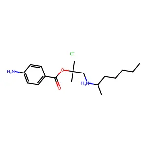 Benzoic acid, p-amino-, 1,1-dimethyl-2-((1-methylhexyl)amino)ethyl ester, hydrochloride structure