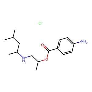 Benzoic acid, p-amino-, (2-((1,3-dimethylbutyl)amino)-1-methyl)ethyl ester, hydrochloride structure