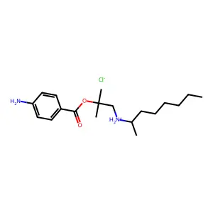 Benzoic acid, p-amino-, 1,1-dimethyl-2-((1-methylheptyl)amino)ethyl ester, hydrochloride structure