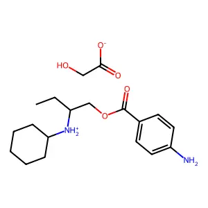BENZOIC ACID, p-AMINO-, 2-(CYCLOHEXYLAMINO)BUTYL ESTER, GLYCOLATE structure