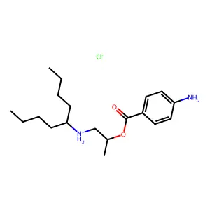 Benzoic acid, p-amino-, (2-((1-butylpentyl)amino)-1-methyl)ethyl ester, hydrochloride structure