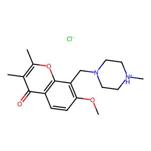 Chromone, 2,3-dimethyl-7-methoxy-8-(4-methyl-1-piperazinyl)methyl-, hydrochloride structure