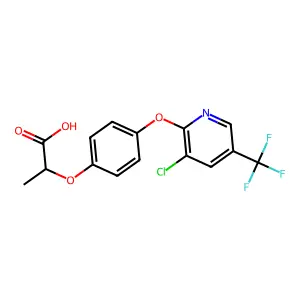 2-[4-[[3-chloro-5-(trifluoromethyl)-2-pyridinyl]oxy]phenoxy]propanoic acid structure
