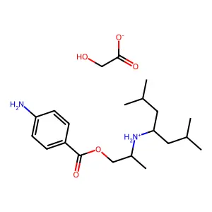 Benzoic acid, p-amino-, 2-((1-isobutyl-3-methylbutyl)amino)propyl ester, glycolate structure