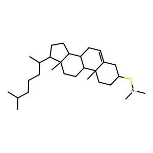 [10,13-dimethyl-17-(6-methylheptan-2-yl)-2,3,4,7,8,9,11,12,14,15,16,17-dodecahydro-1H-cyclopenta[a]phenanthren-3-yl]sulfanyl-dimethylarsane structure