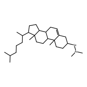 [10,13-dimethyl-17-(6-methylheptan-2-yl)-2,3,4,7,8,9,11,12,14,15,16,17-dodecahydro-1H-cyclopenta[a]phenanthren-3-yl]selanyl-dimethylarsane structure