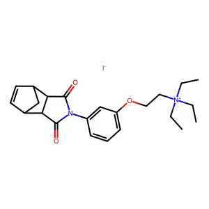 2-[3-(3,5-dioxo-4-azatricyclo[5.2.1.02,6]dec-8-en-4-yl)phenoxy]ethyl-triethylazanium iodide structure