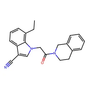 1-[2-(3,4-dihydroisoquinolin-2(1H)-yl)-2-oxoethyl]-7-ethyl-1H-indole-3-carbonitrile structure