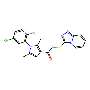 1-[1-(2,5-dichlorophenyl)-2,5-dimethylpyrrol-3-yl]-2-([1,2,4]triazolo[4,3-a]pyridin-3-ylsulfanyl)ethanone structure