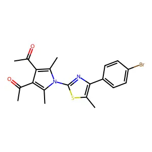 1,1'-{1-[4-(4-bromophenyl)-5-methyl-1,3-thiazol-2-yl]-2,5-dimethyl-1H-pyrrole-3,4-diyl}diethanone structure