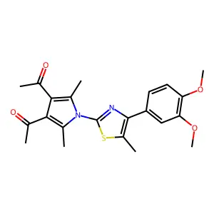 1,1'-{1-[4-(3,4-dimethoxyphenyl)-5-methyl-1,3-thiazol-2-yl]-2,5-dimethyl-1H-pyrrole-3,4-diyl}diethanone structure