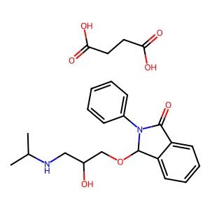 butanedioic acid3-[2-hydroxy-3-(propan-2-ylamino)propoxy]-2-phenyl-3H-isoindol-1-one structure