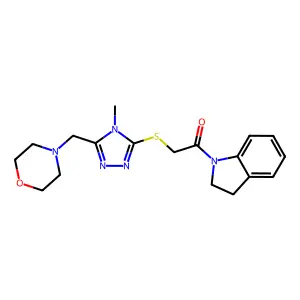 1-(2,3-dihydro-1H-indol-1-yl)-2-{[4-methyl-5-(morpholin-4-ylmethyl)-4H-1,2,4-triazol-3-yl]sulfanyl}ethanone structure