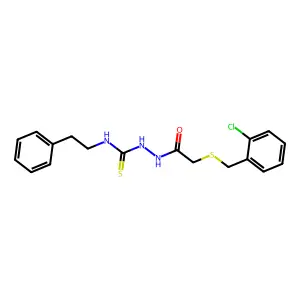 1-[[2-[(2-chlorophenyl)methylsulfanyl]acetyl]amino]-3-(2-phenylethyl)thiourea structure