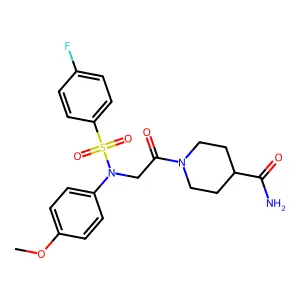 1-[2-(N-(4-fluorophenyl)sulfonyl-4-methoxyanilino)acetyl]piperidine-4-carboxamide structure