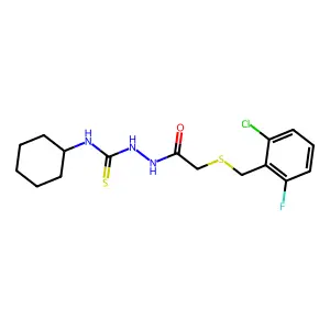 1-[[2-[(2-chloro-6-fluorophenyl)methylsulfanyl]acetyl]amino]-3-cyclohexylthiourea structure