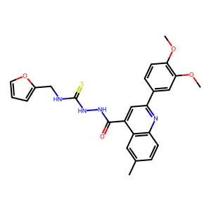 1-[[2-(3,4-dimethoxyphenyl)-6-methylquinoline-4-carbonyl]amino]-3-(furan-2-ylmethyl)thiourea structure