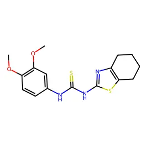 1-(3,4-dimethoxyphenyl)-3-(4,5,6,7-tetrahydro-1,3-benzothiazol-2-yl)thiourea structure