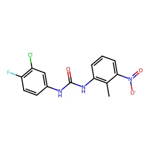 1-(3-chloro-4-fluorophenyl)-3-(2-methyl-3-nitrophenyl)urea structure