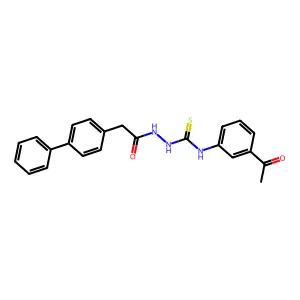 1-(3-acetylphenyl)-3-[[2-(4-phenylphenyl)acetyl]amino]thiourea structure