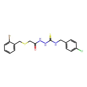 1-[[2-[(2-bromophenyl)methylsulfanyl]acetyl]amino]-3-[(4-chlorophenyl)methyl]thiourea structure