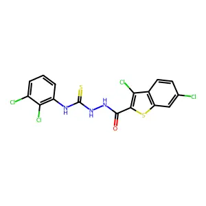 1-[(3,6-dichloro-1-benzothiophene-2-carbonyl)amino]-3-(2,3-dichlorophenyl)thiourea structure