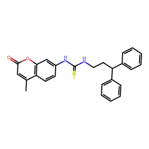 1-(3,3-diphenylpropyl)-3-(4-methyl-2-oxochromen-7-yl)thiourea structure