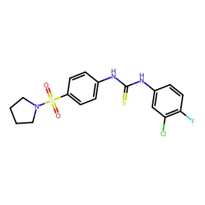 1-(3-chloro-4-fluorophenyl)-3-(4-pyrrolidin-1-ylsulfonylphenyl)thiourea structure