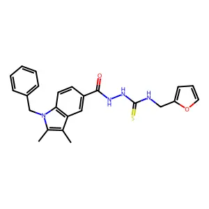 1-[(1-benzyl-2,3-dimethylindole-5-carbonyl)amino]-3-(furan-2-ylmethyl)thiourea structure