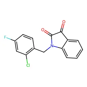 1-[(2-chloro-4-fluorophenyl)methyl]indole-2,3-dione structure