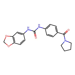 1-(1,3-benzodioxol-5-yl)-3-[4-(pyrrolidine-1-carbonyl)phenyl]urea structure