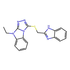 1-(1H-benzimidazol-2-ylmethylsulfanyl)-4-ethyl-[1,2,4]triazolo[4,3-a]benzimidazole structure
