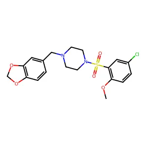 1-(1,3-benzodioxol-5-ylmethyl)-4-[(5-chloro-2-methoxyphenyl)sulfonyl]piperazine structure