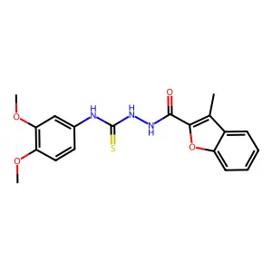 1-(3,4-dimethoxyphenyl)-3-[(3-methyl-1-benzofuran-2-carbonyl)amino]thiourea structure