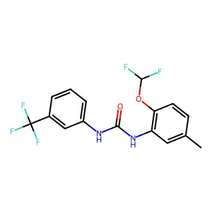 1-[2-(difluoromethoxy)-5-methylphenyl]-3-[3-(trifluoromethyl)phenyl]urea structure