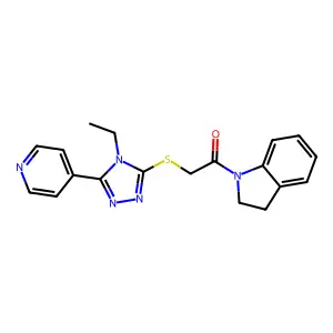 1-(2,3-dihydroindol-1-yl)-2-[(4-ethyl-5-pyridin-4-yl-1,2,4-triazol-3-yl)sulfanyl]ethanone structure