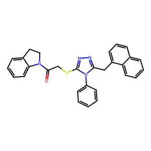 1-(2,3-dihydro-1H-indol-1-yl)-2-{[5-(naphthalen-1-ylmethyl)-4-phenyl-4H-1,2,4-triazol-3-yl]sulfanyl}ethanone structure
