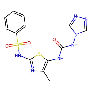1-[2-(benzenesulfonamido)-4-methyl-1,3-thiazol-5-yl]-3-(1,2,4-triazol-4-yl)urea structure