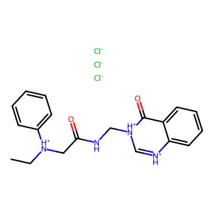 Acetamide, N-(3,4-dihydro-4-oxo-3-quinazolinylmethyl)-2-(N-ethylanilino)-, trihydrochloride structure