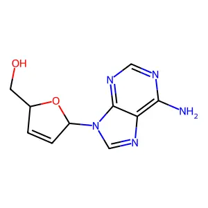 [(2S,5R)-5-(6-aminopurin-9-yl)-2,5-dihydrofuran-2-yl]methanol structure