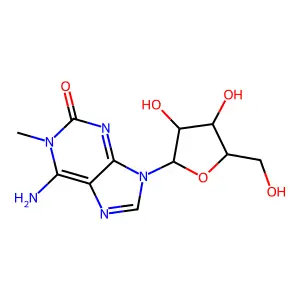 6-amino-9-(3,4-dihydroxy-5-(hydroxymethyl)tetrahydrofuran-2-yl)-1-methyl-1H-purin-2(9H)-one structure