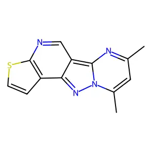12,14-dimethyl-5-thia-7,11,15,16-tetrazatetracyclo[7.7.0.02,6.010,15]hexadeca-1(16),2(6),3,7,9,11,13-heptaene structure