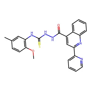 1-(2-methoxy-5-methylphenyl)-3-[(2-pyridin-2-ylquinoline-4-carbonyl)amino]thiourea structure