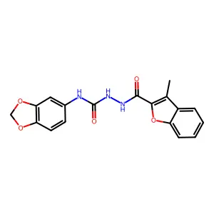 1-(1,3-benzodioxol-5-yl)-3-[(3-methyl-1-benzofuran-2-carbonyl)amino]urea structure