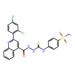 1-[[2-(2,4-dichlorophenyl)quinoline-4-carbonyl]amino]-3-(4-sulfamoylphenyl)thiourea structure