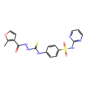 1-[(2-methylfuran-3-carbonyl)amino]-3-[4-(pyrimidin-2-ylsulfamoyl)phenyl]thiourea structure
