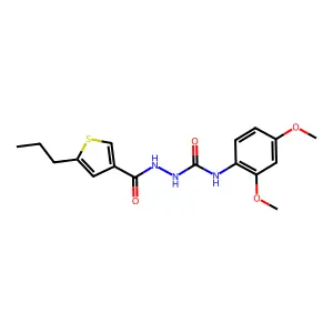 1-(2,4-dimethoxyphenyl)-3-[(5-propylthiophene-3-carbonyl)amino]urea structure