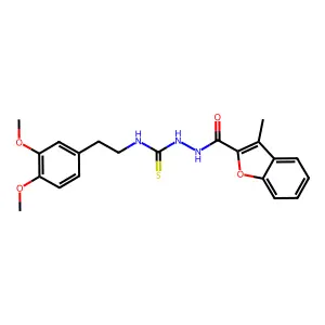 1-[2-(3,4-dimethoxyphenyl)ethyl]-3-[(3-methyl-1-benzofuran-2-carbonyl)amino]thiourea structure