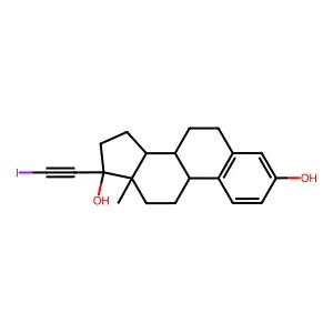 (8R,9S,13S,14S)-17-(2-iodoethynyl)-13-methyl-7,8,9,11,12,14,15,16-octahydro-6H-cyclopenta[a]phenanthrene-3,17-diol structure