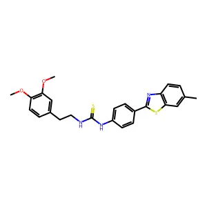 1-[2-(3,4-dimethoxyphenyl)ethyl]-3-[4-(6-methyl-1,3-benzothiazol-2-yl)phenyl]thiourea structure